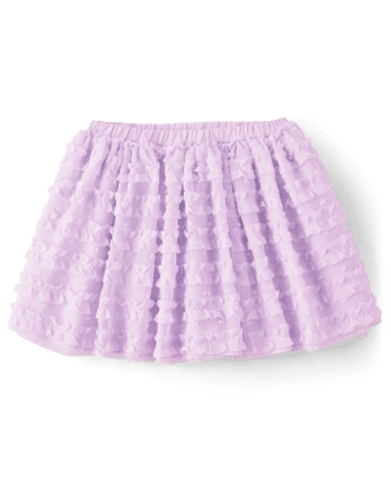 Girls Ruffle Swiss Dot Tutu Skirt - Lovely Lavender