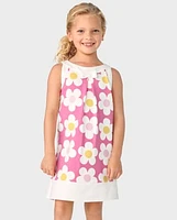 Girls Daisy Ponte Shift Dress - Spring Celebrations