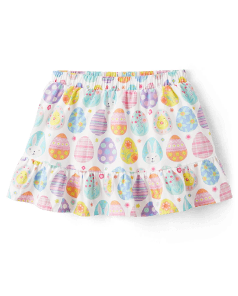 Jupe-short à volants en popeline motif œuf de Pâques pour fille - Spring Celebrations