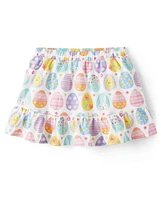 Jupe-short à volants en popeline motif œuf de Pâques pour fille - Spring Celebrations