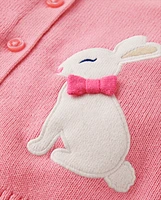 Girls Embroidered Bunny Cardigan - Garden Party