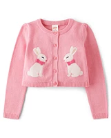 Girls Embroidered Bunny Cardigan - Garden Party