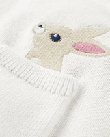 Girls Embroidered Bunny Cardigan - Garden Party