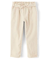 Girls Tie Linen-Blend Pull On Pants