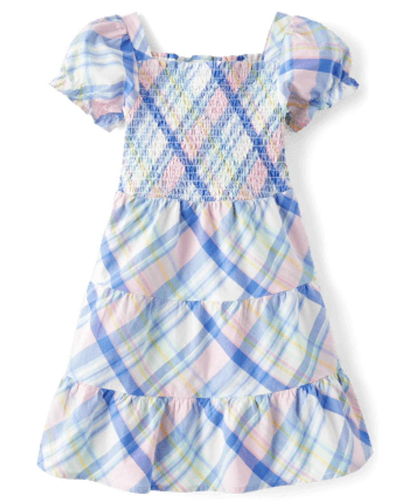 Girls Matching Family Plaid Poplin Tiered Dress - Spring Celebrations