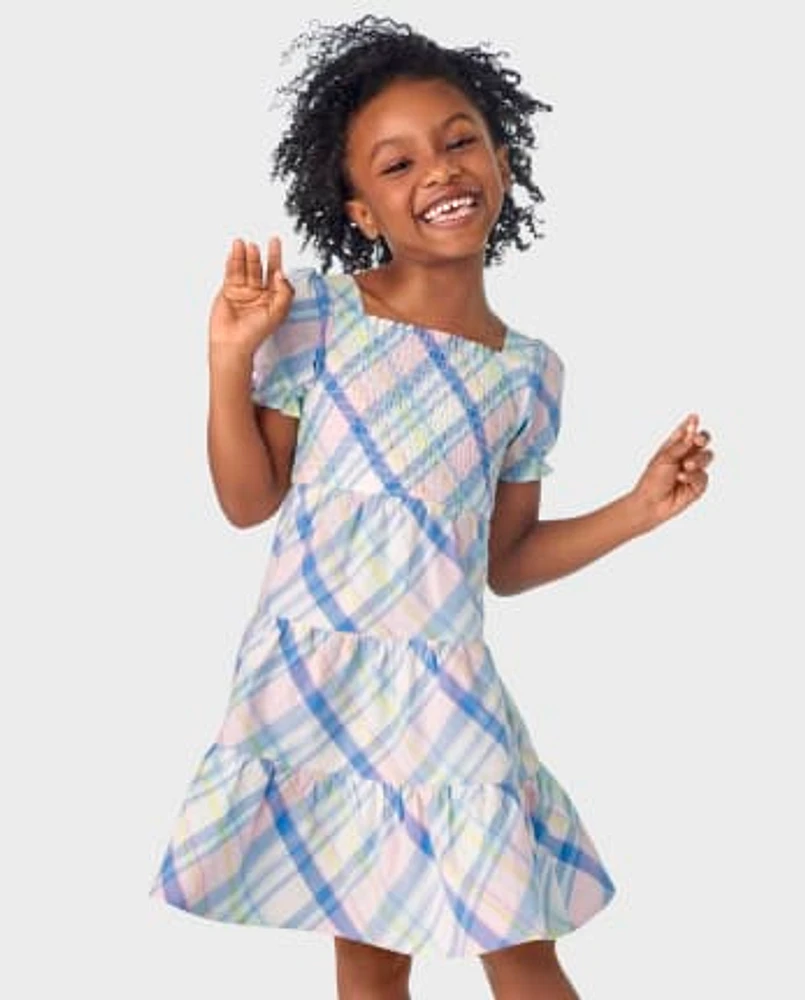 Girls Matching Family Plaid Poplin Tiered Dress - Spring Celebrations