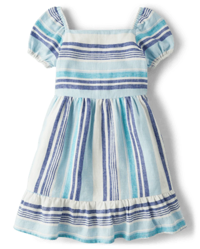 Girls Striped Tiered Dress - Bon Voyage