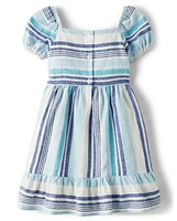 Girls Striped Tiered Dress - Bon Voyage