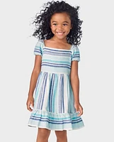 Girls Striped Tiered Dress - Bon Voyage