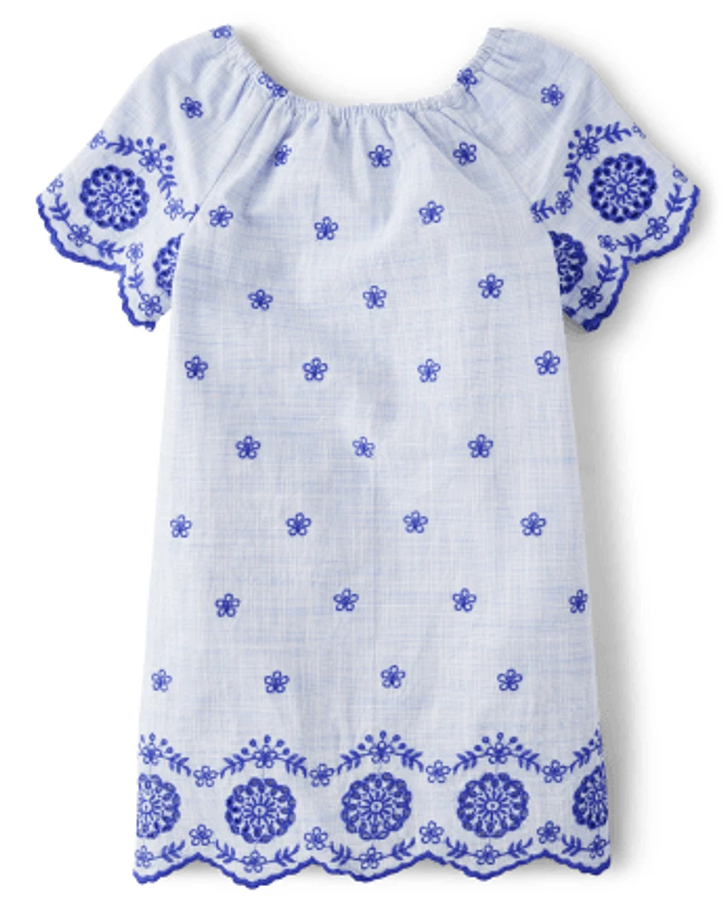 Fille Maman et moi Eyelet Shift Robes - Bon Voyage