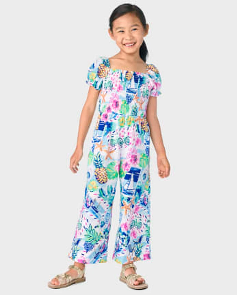 Combinaison Smockée Tropicale Fille - Bon Voyage