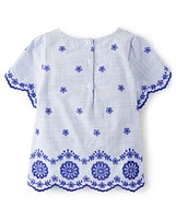 Girls Eyelet Scalloped Top - Bon Voyage