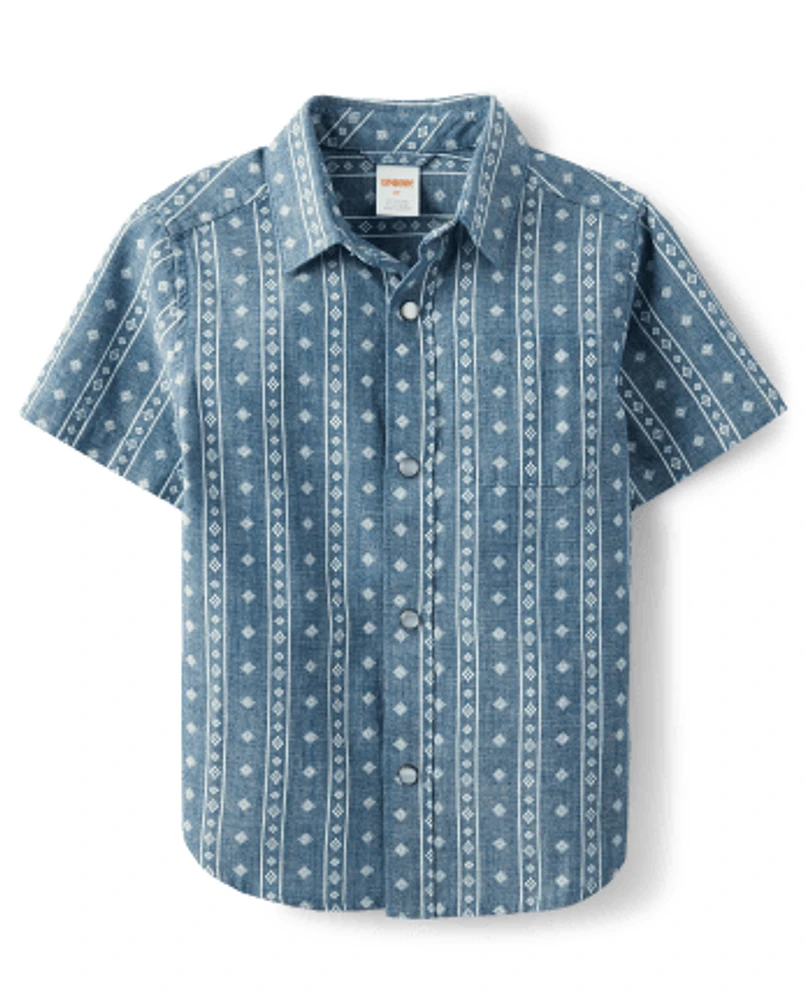 Boys Chambray Button Up Shirt - Prairie Fields