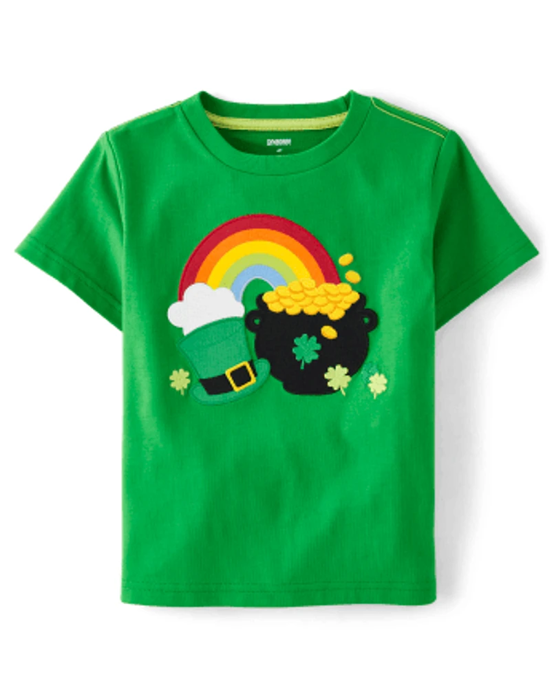 Boys Embroidered Rainbow Top - Little Leprechaun