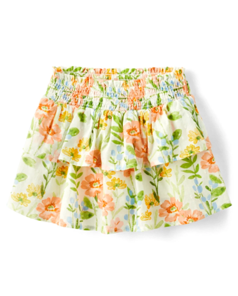 Girls Floral Tiered Skirt - Prairie Fields