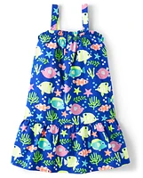 Girls Fish Ruffle Dress - Splish-Splash