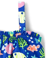 Girls Fish Ruffle Dress - Splish-Splash