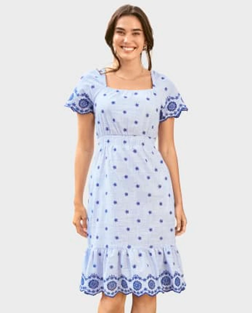 Womens Mommy And Me Eyelet Tiered Dress - Bon Voyage