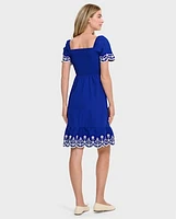 Womens Mommy And Me Eyelet Tiered Dress - Blue Belle