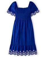 Womens Mommy And Me Eyelet Tiered Dress - Blue Belle