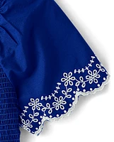 Womens Mommy And Me Eyelet Tiered Dress - Blue Belle