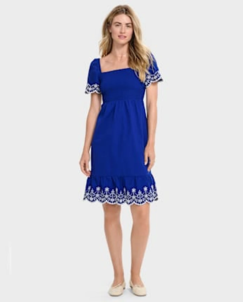 Womens Mommy And Me Eyelet Tiered Dress - Blue Belle