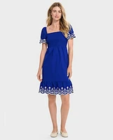Womens Mommy And Me Eyelet Tiered Dress - Blue Belle