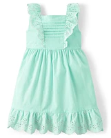 Girls Mommy And Me Pintuck Eyelet Ruffle Dress - Signs of Spring