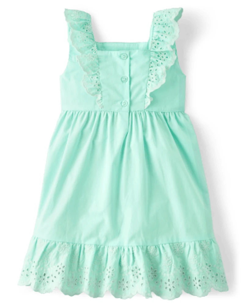 Girls Mommy And Me Pintuck Eyelet Ruffle Dress - Signs of Spring