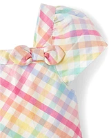 Girls Rainbow Gingham Poplin Fit And Flare Dress - Spring Celebrations