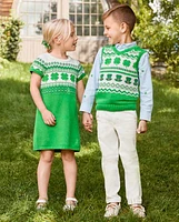 Chemise boutonnée à motif trèfle Schiffli pour garçon - Petit lutin