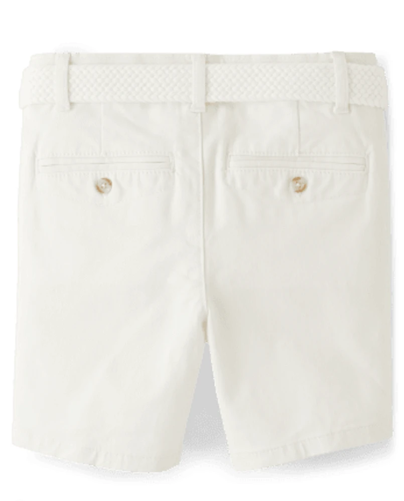 Short chino en coton avec ceinture pour garçon