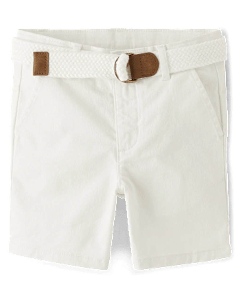 Short chino en coton avec ceinture pour garçon