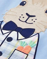 Boys Embroidered Bunny Top - Garden Party