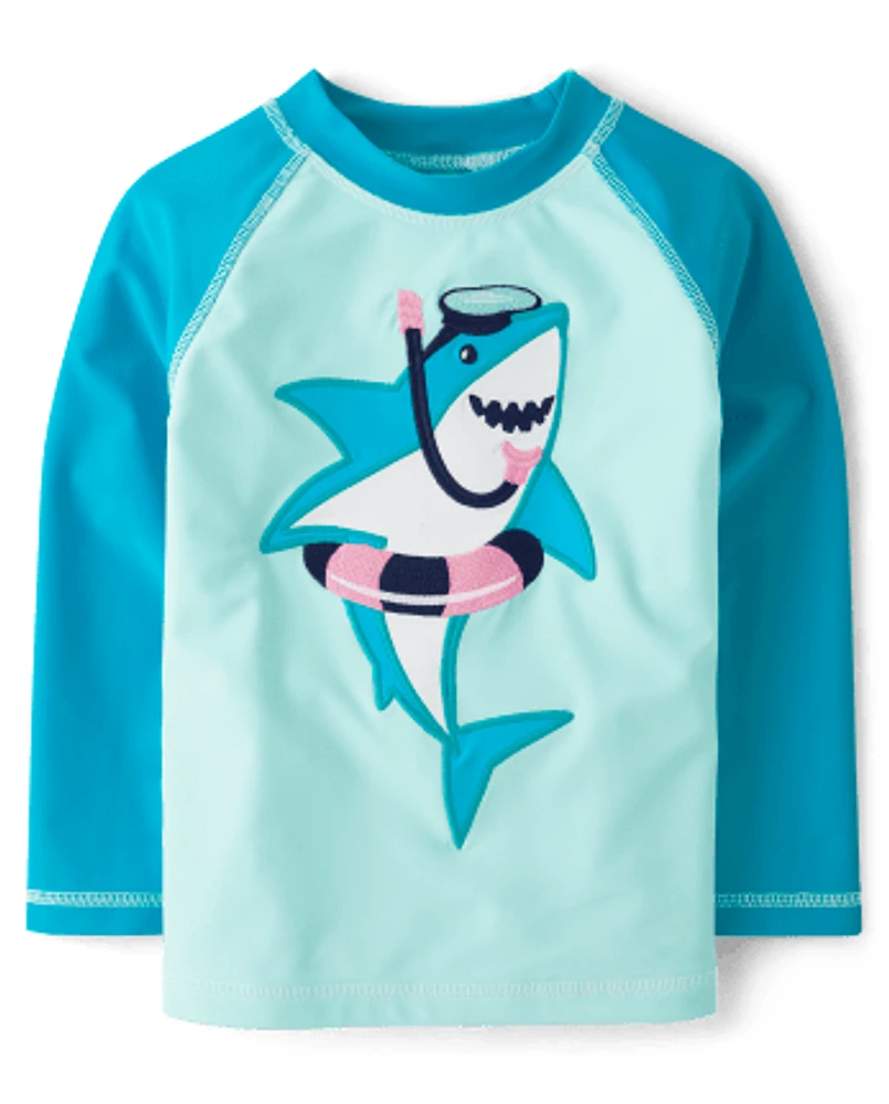 Boys Embroidered Shark Rashguard - Splish-Splash