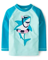 Boys Embroidered Shark Rashguard - Splish-Splash