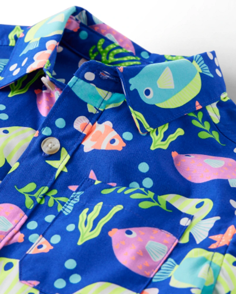 Chemise boutonnée à motif poisson pour garçon - Splish-Splash