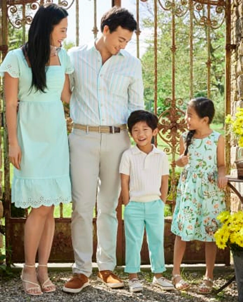 Chemise boutonnée en popeline rayée pour homme, motif papa et moi - Signes du printemps