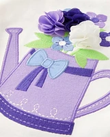 Girls Embroidered Floral Watering Can Top - Lovely Lavender