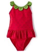 Maillot de bain une pièce fraise pour fille - Swim