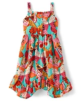 Girls Butterfly Hanky Hem Dress - Little Essentials