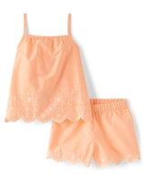 Girls Eyelet 2-Piece Outfit Set - Little Essentials