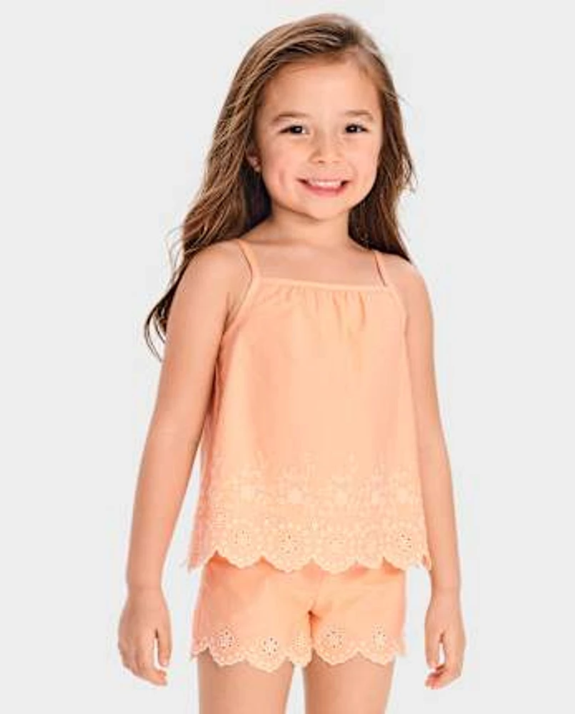 Girls Eyelet 2-Piece Outfit Set - Little Essentials