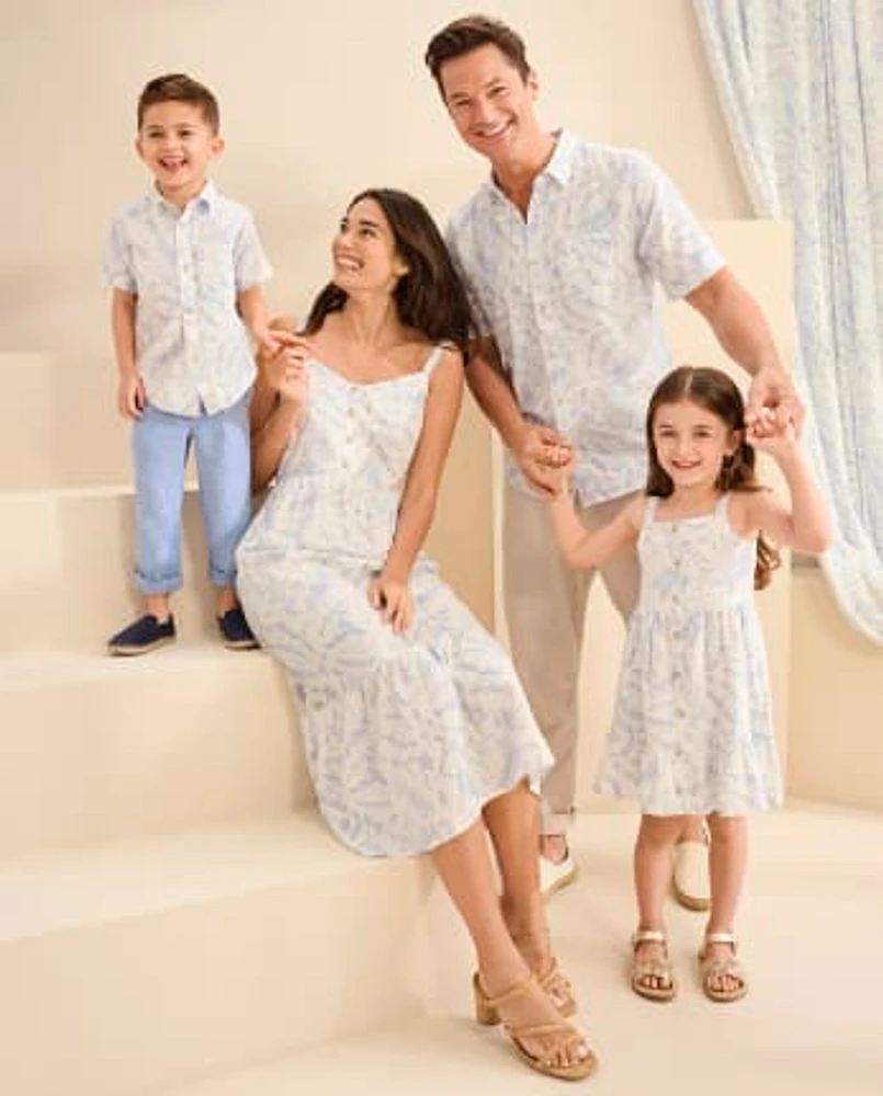 Femme Famille assortie Palm Leaf Ruffle Robes - Little Essentials