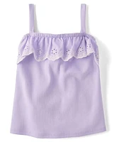 Girls Eyelet Ruffle Tank Top - Little Essentials