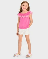 Girls Eyelet Ruffle Top