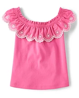 Girls Eyelet Ruffle Top