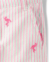 Boys Schiffli Flamingo Chino Shorts - Seaside Palms