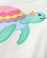 Girls Embroidered Turtle Top - Little Essentials