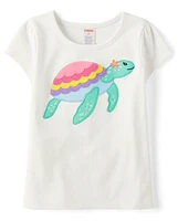 Girls Embroidered Turtle Top - Little Essentials